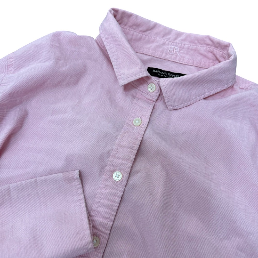 Banana Republic Riley Tailored Fit Shirt Women 10 Pink Stretch Button Up Office